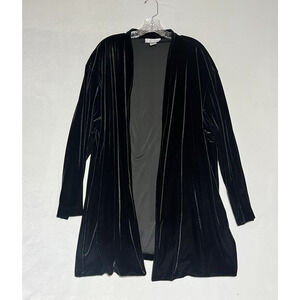 August Max Woman Velvet Cardigan Sweater Womens 3X Black Open Long Sleeve